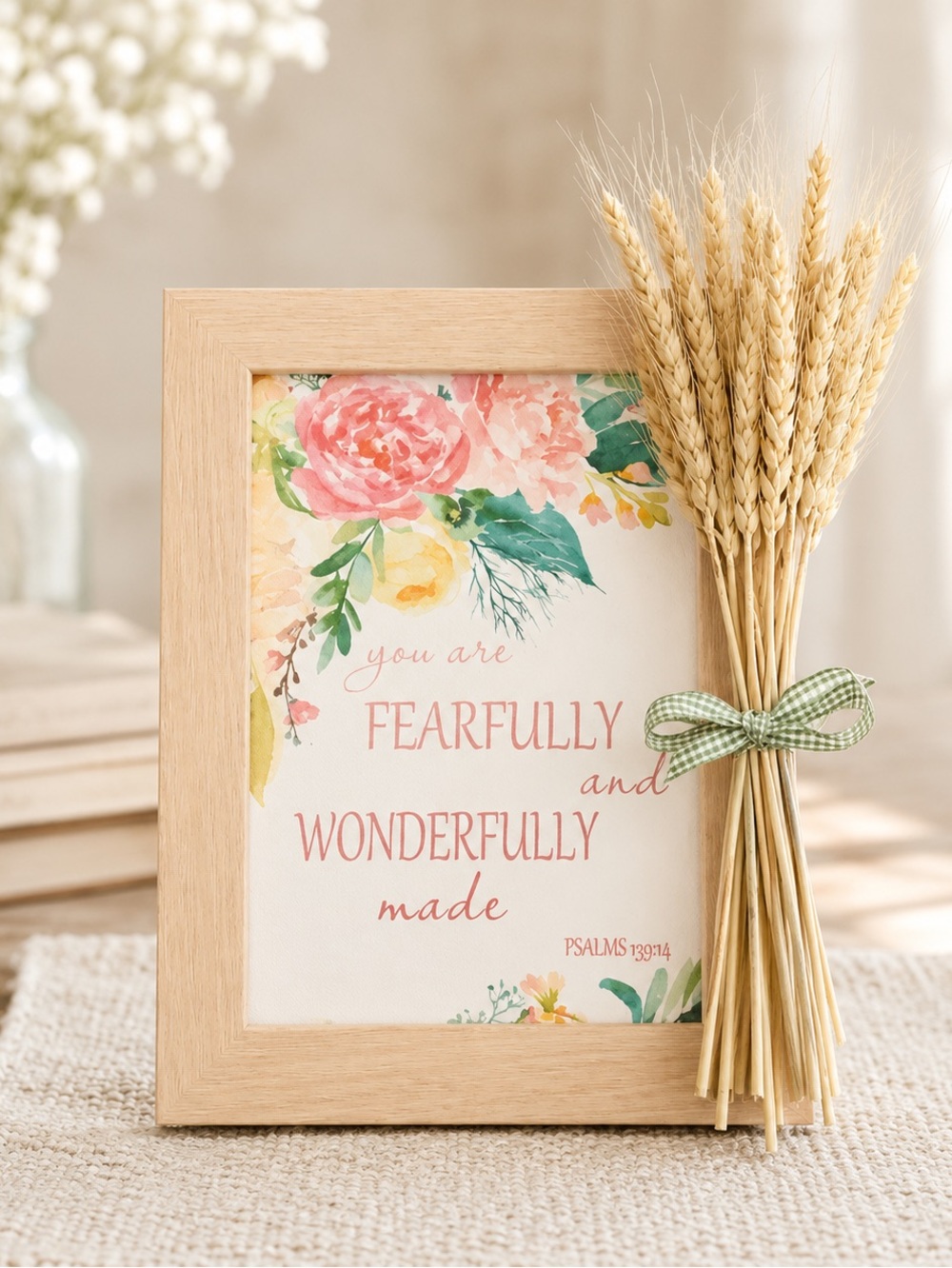 New “You Are Fearfully and Wonderfully Made” Canvas Print in Wooden Frame (V2)